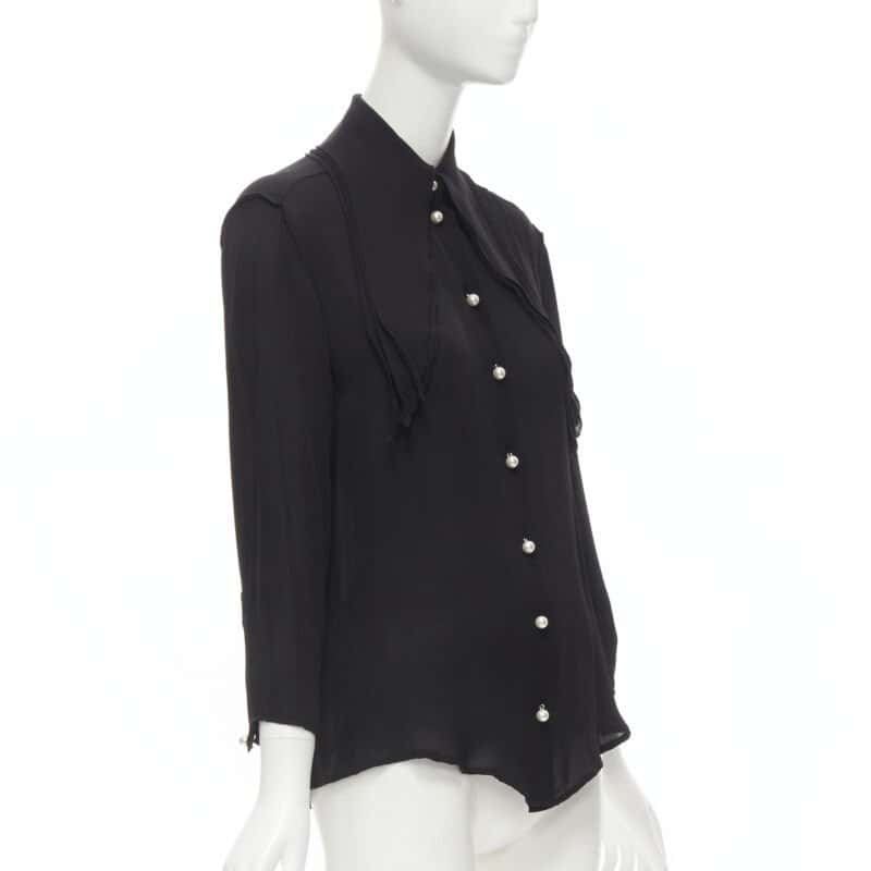 JW ANDERSON Pearl Collar Blouse Black Silk Never worn, with tag - Inside View