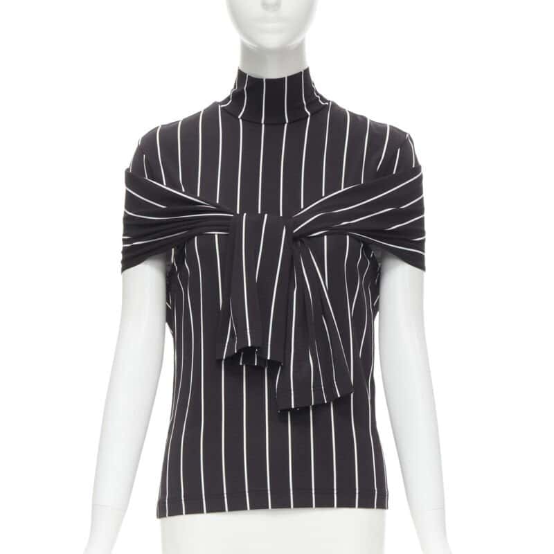Balenciaga Tie Sleeve Turtleneck Black Viscose Never worn - Front View