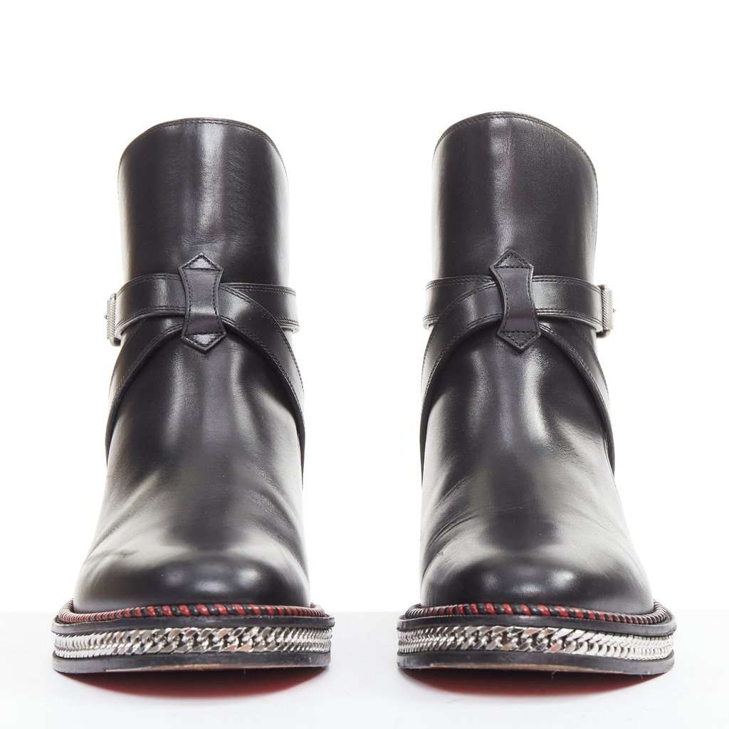 Christian Louboutin Chelsea Chain Flat Calf Brosse Black Leather Good condition - Inside View