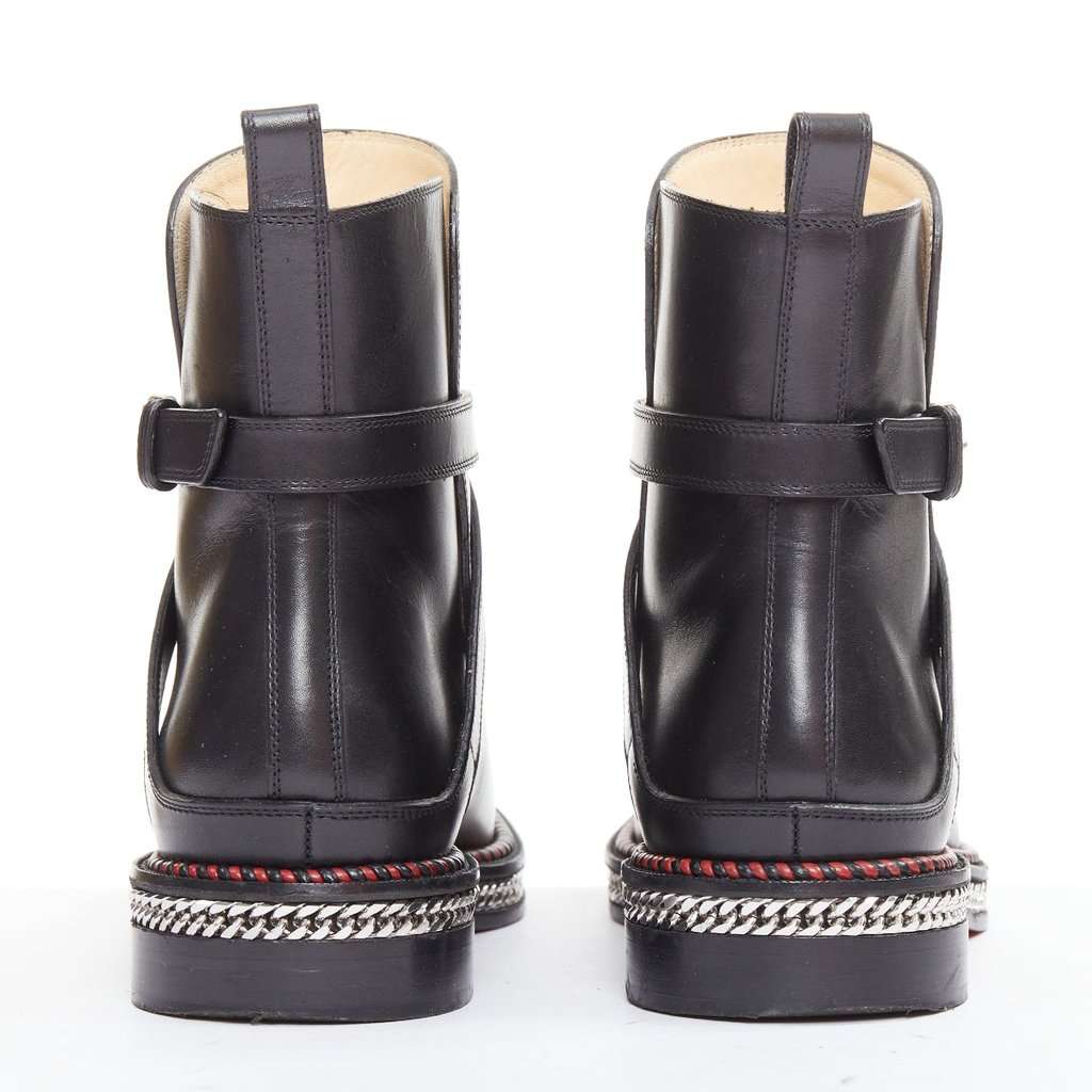 Christian Louboutin Chelsea Chain Flat Calf Brosse Black Leather Good condition - Box View