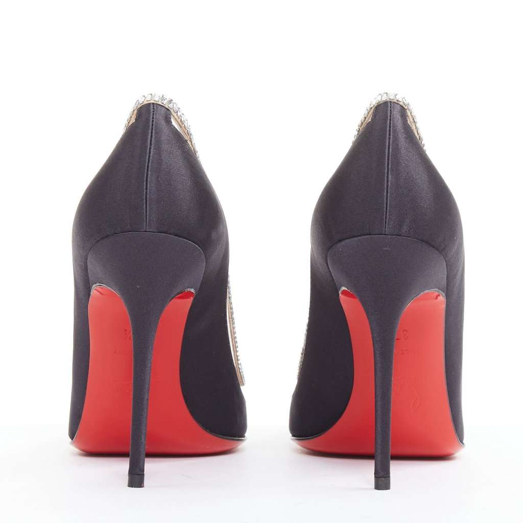 Christian Louboutin Paulina Strass 100 Crepe Satin Black Silk Good condition - Box View