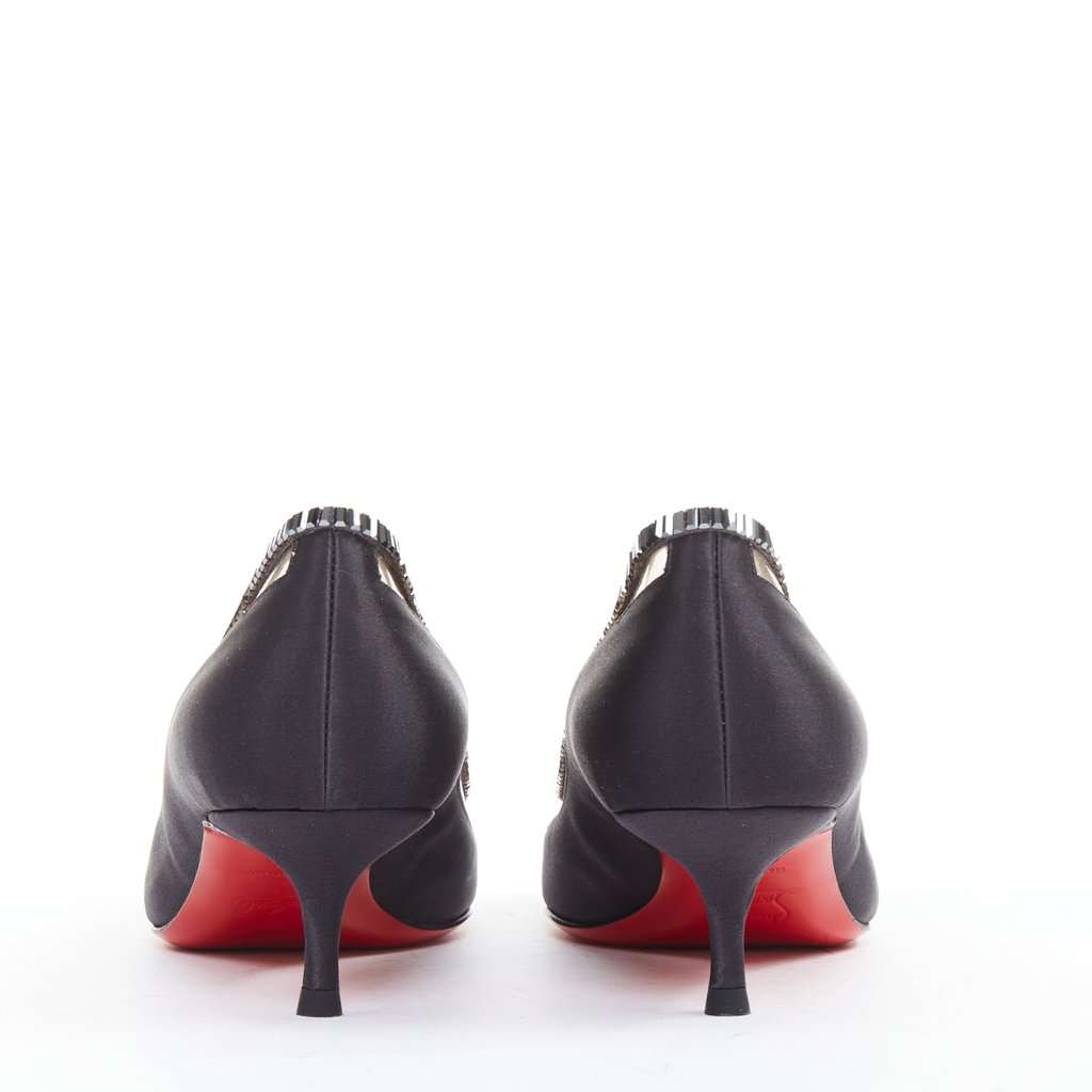 Christian Louboutin Paulina Strass 45 Black Silk Very good condition - Box View