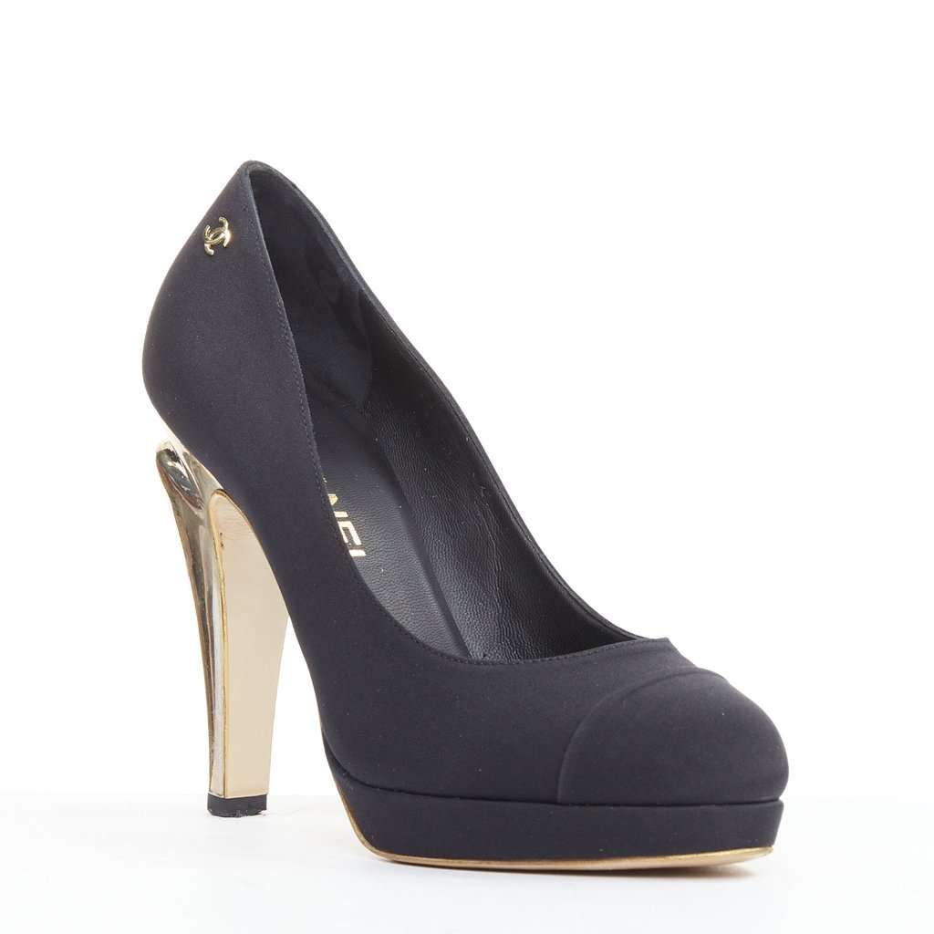 Chanel Black Silk Heels Black Silk Good condition - Back View