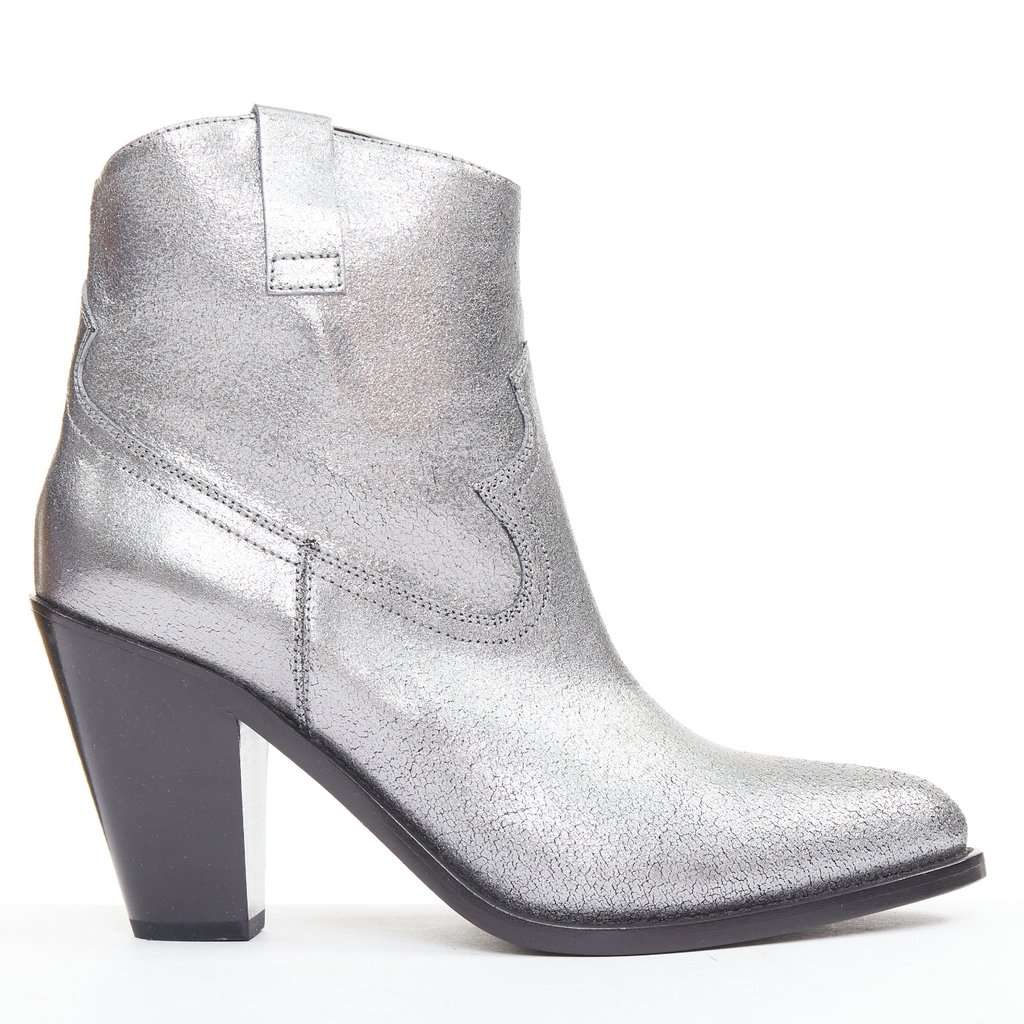 Saint Laurent Silver Leather Boots Silver Leather Very good condition - Front View