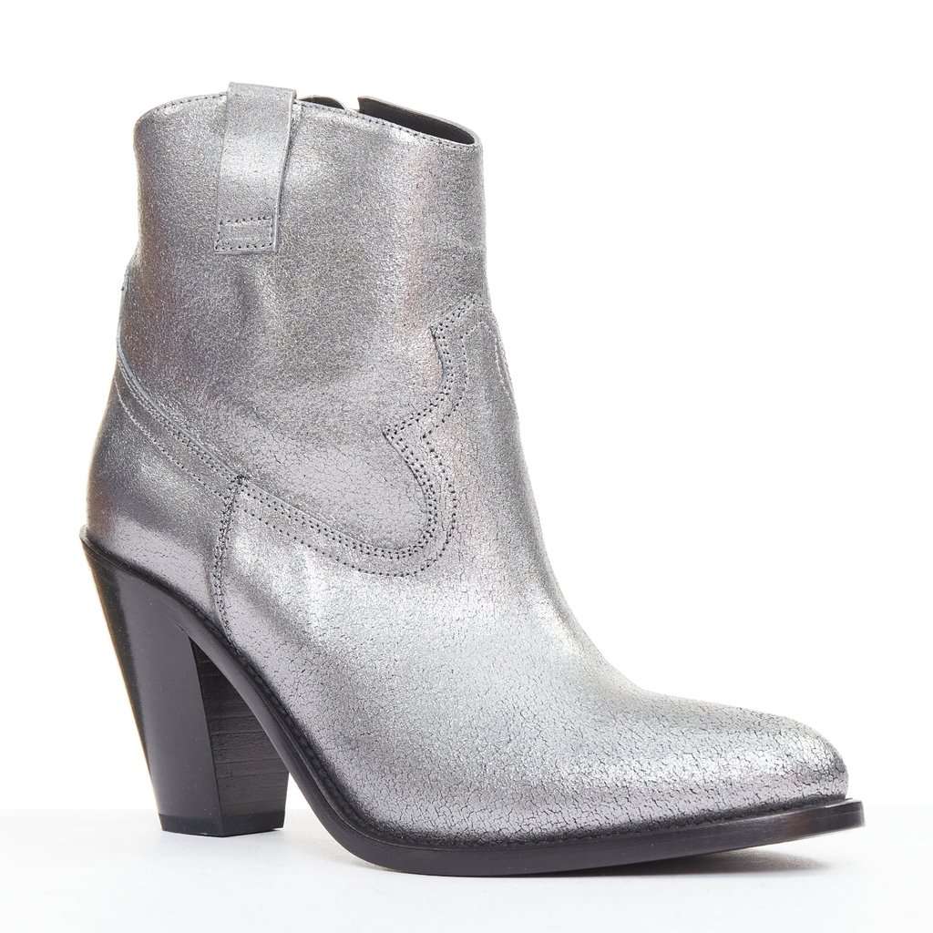 Saint Laurent Silver Leather Boots Silver Leather Very good condition - Back View