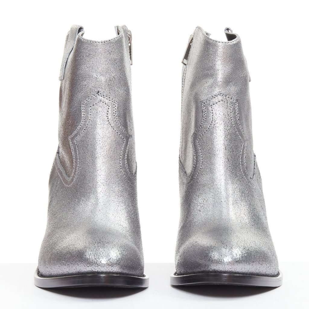 Saint Laurent Silver Leather Boots Silver Leather Very good condition - Inside View