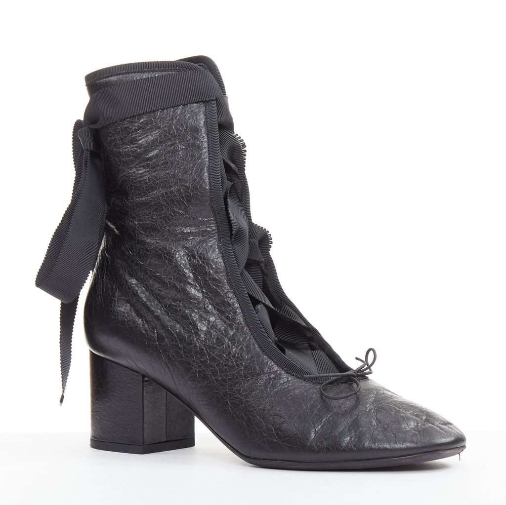 Valentino Black Leather Boots Black Leather Very good condition - Front View