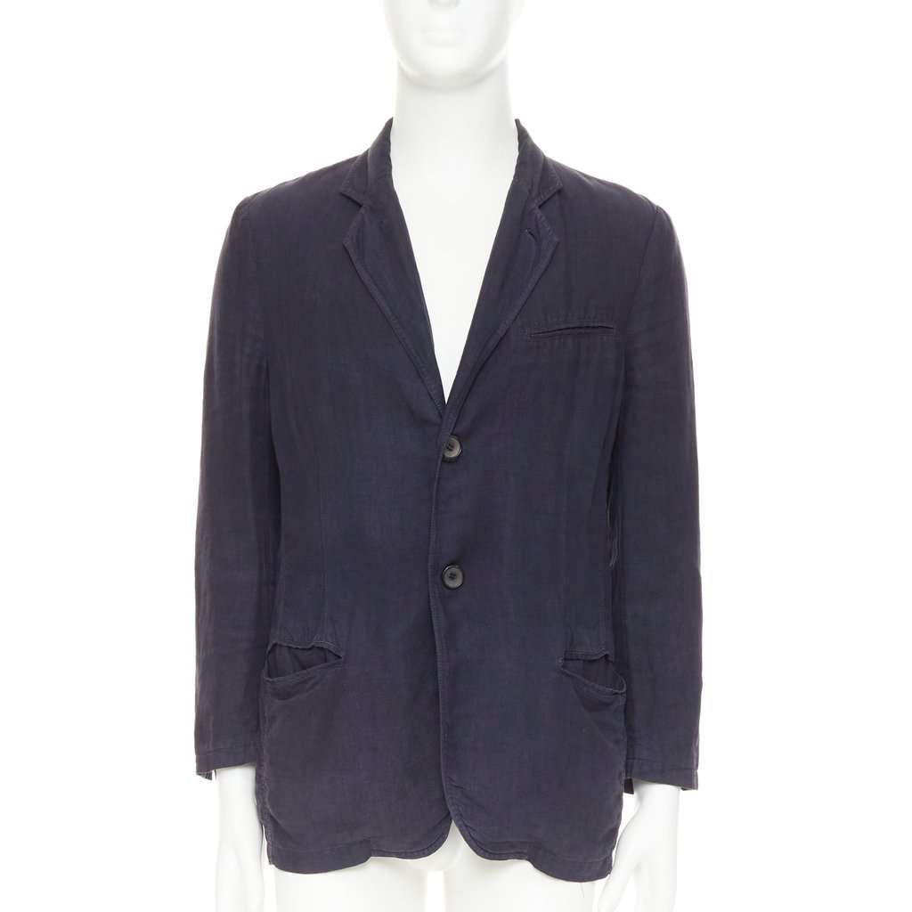 Giorgio Armani Navy Linen Jacket Navy Linen Fair condition - Front View