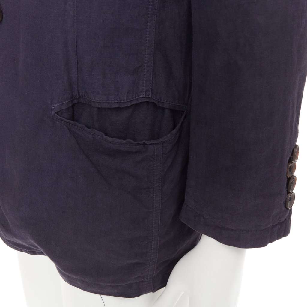 Giorgio Armani Navy Linen Jacket Navy Linen Fair condition - Back View