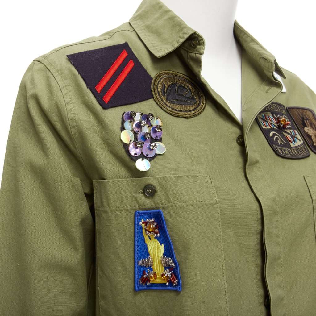 MR & MRS ITALY Military Safari Shirt Green Cotton Very good condition - Back View