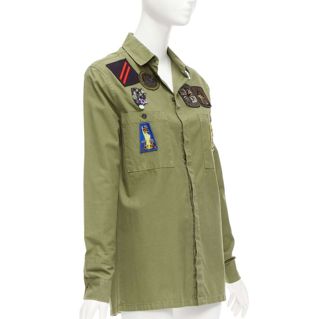 MR & MRS ITALY Military Safari Shirt Green Cotton Very good condition - Inside View