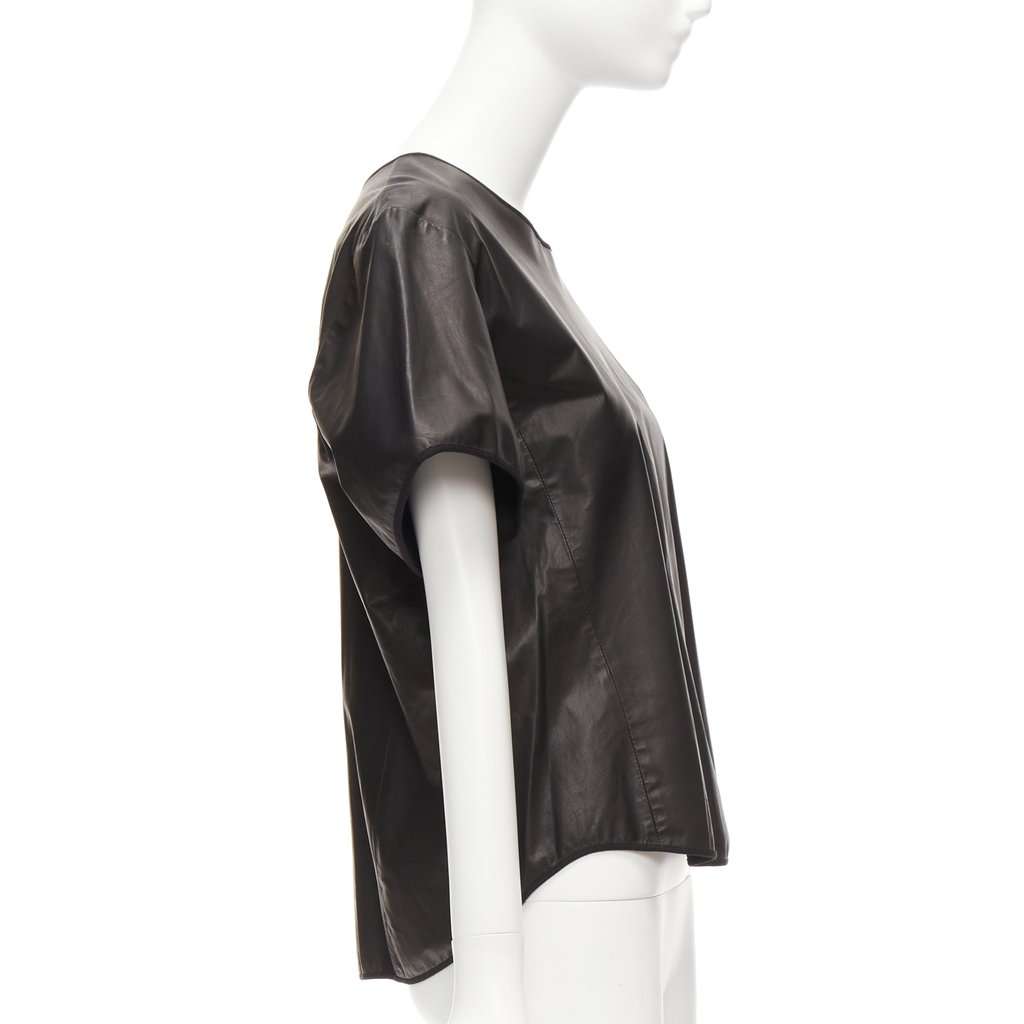 Theory Leather Hi-Low Top Black Leather Very good condition - Model View