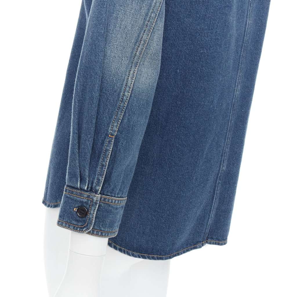 Chloé Blue Cropped Denim Shirt Blue Cotton Never worn - Back View