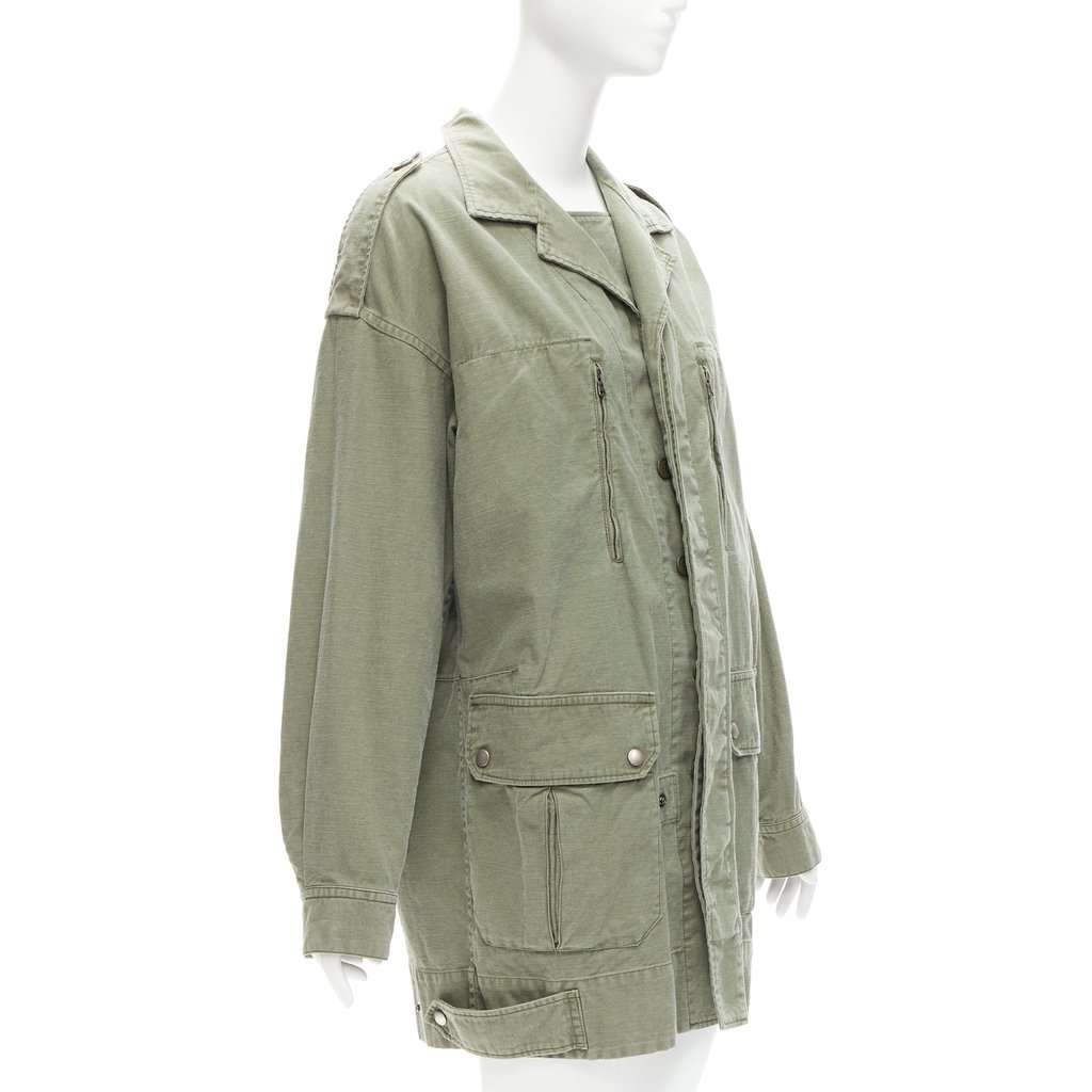 Limi Feu Green Utility Parka Coat Green Cotton Never worn, with tag - Model View