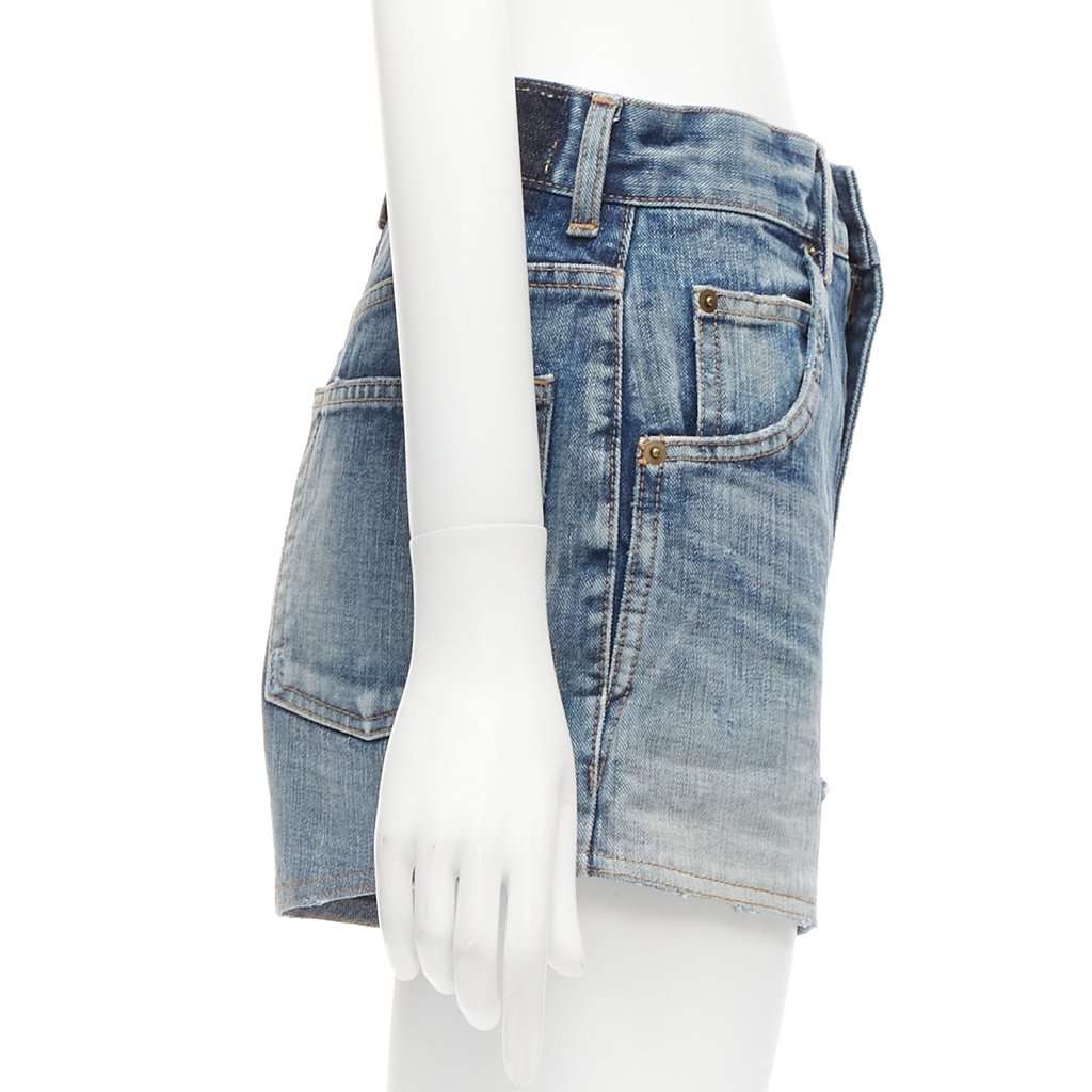 Saint Laurent Padded Wide Shorts Blue Never worn - Model View