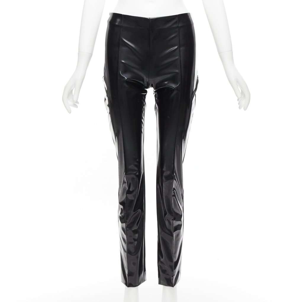 Valentino Garavani Vinyl Pleat Pants Black Fair condition - Front View