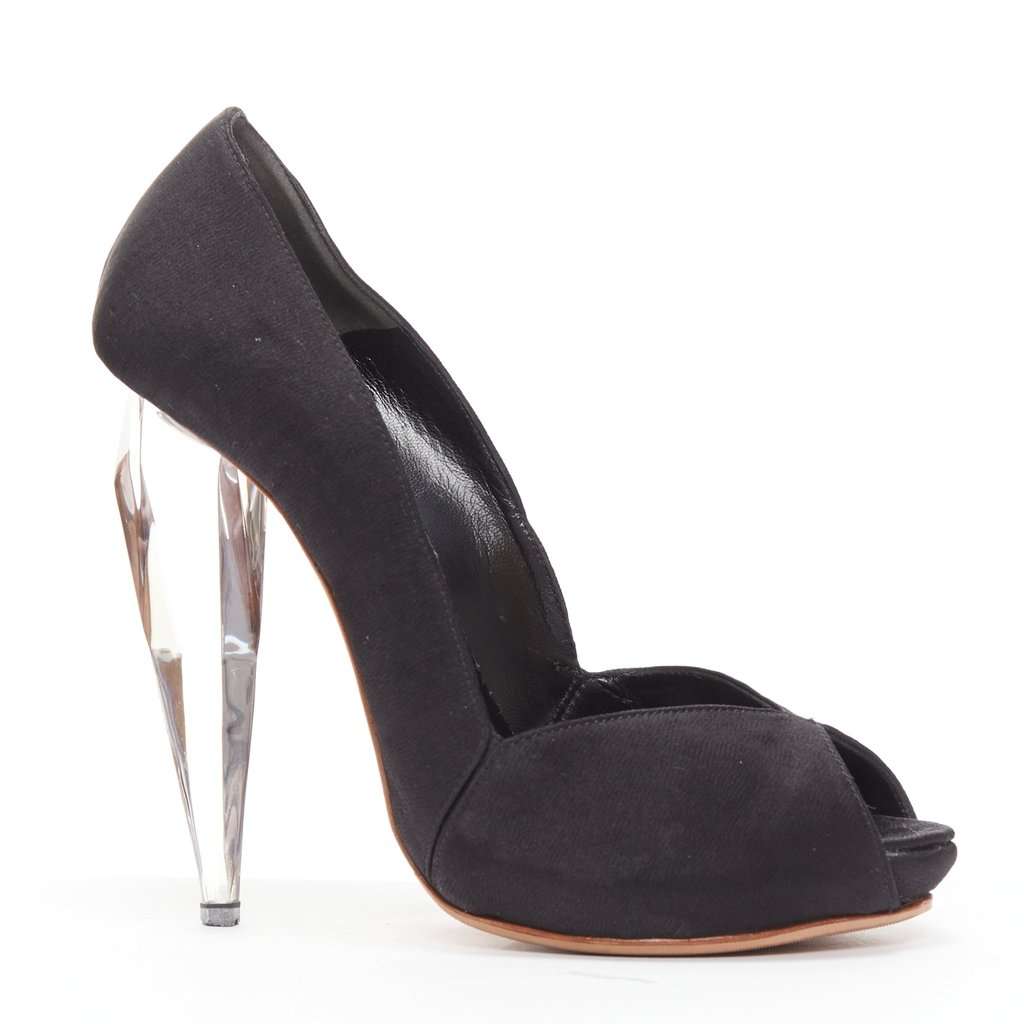 Alexander McQueen Lucite Dagger Heels Black Very good condition - Front View