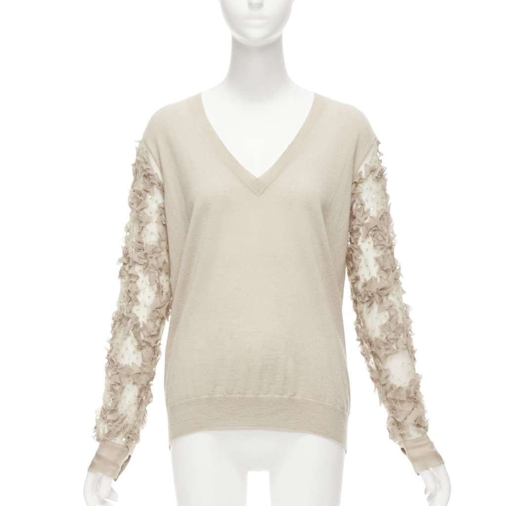 Dries Van Noten Ruffle Sheer Sweater Anthracite Cashmere Good condition - Front View