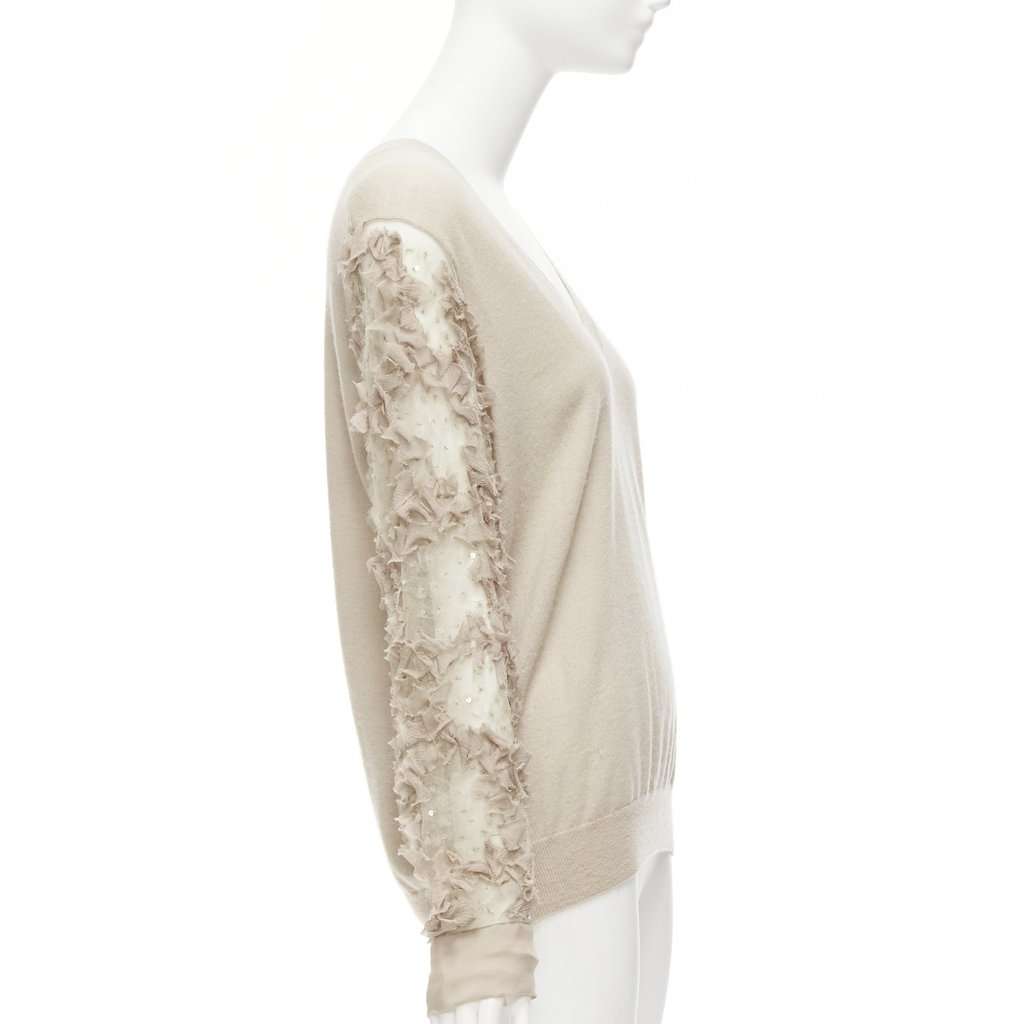Dries Van Noten Ruffle Sheer Sweater Anthracite Cashmere Good condition - Model View