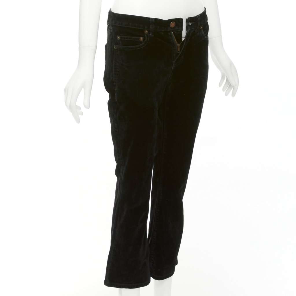 Saint Laurent Velvet Cropped Pants Black Cotton Fair condition - Inside View