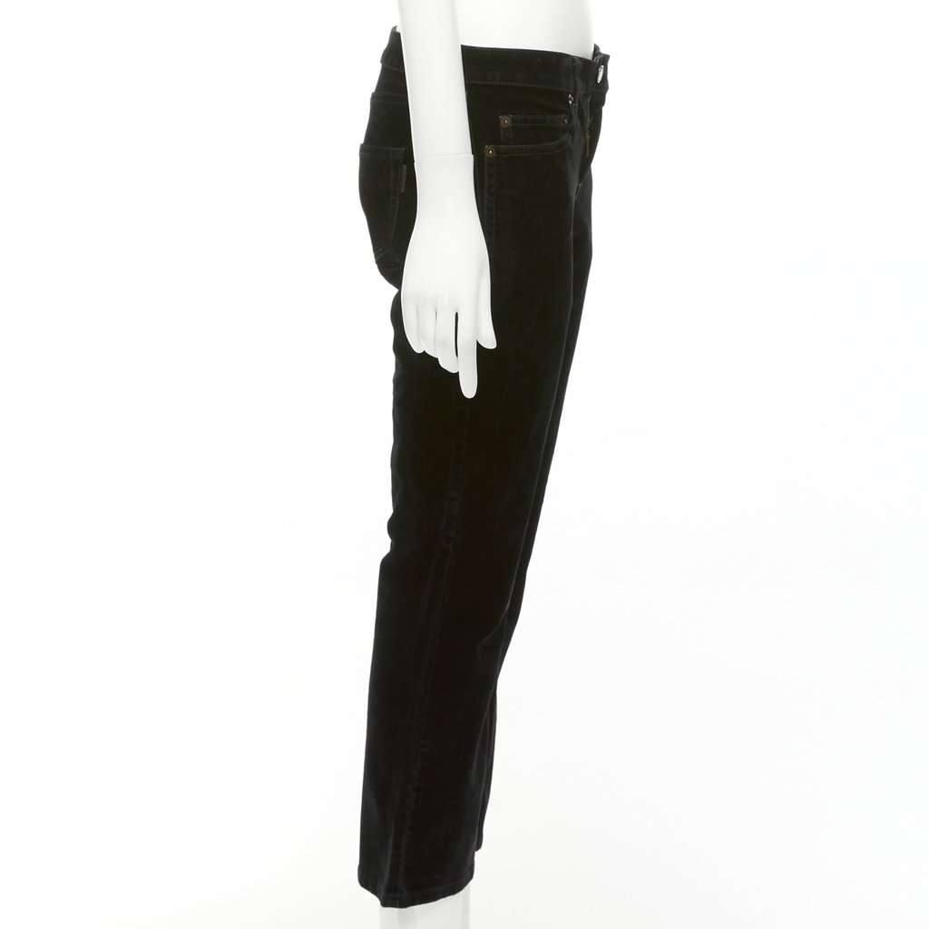 Saint Laurent Velvet Cropped Pants Black Cotton Fair condition - Model View