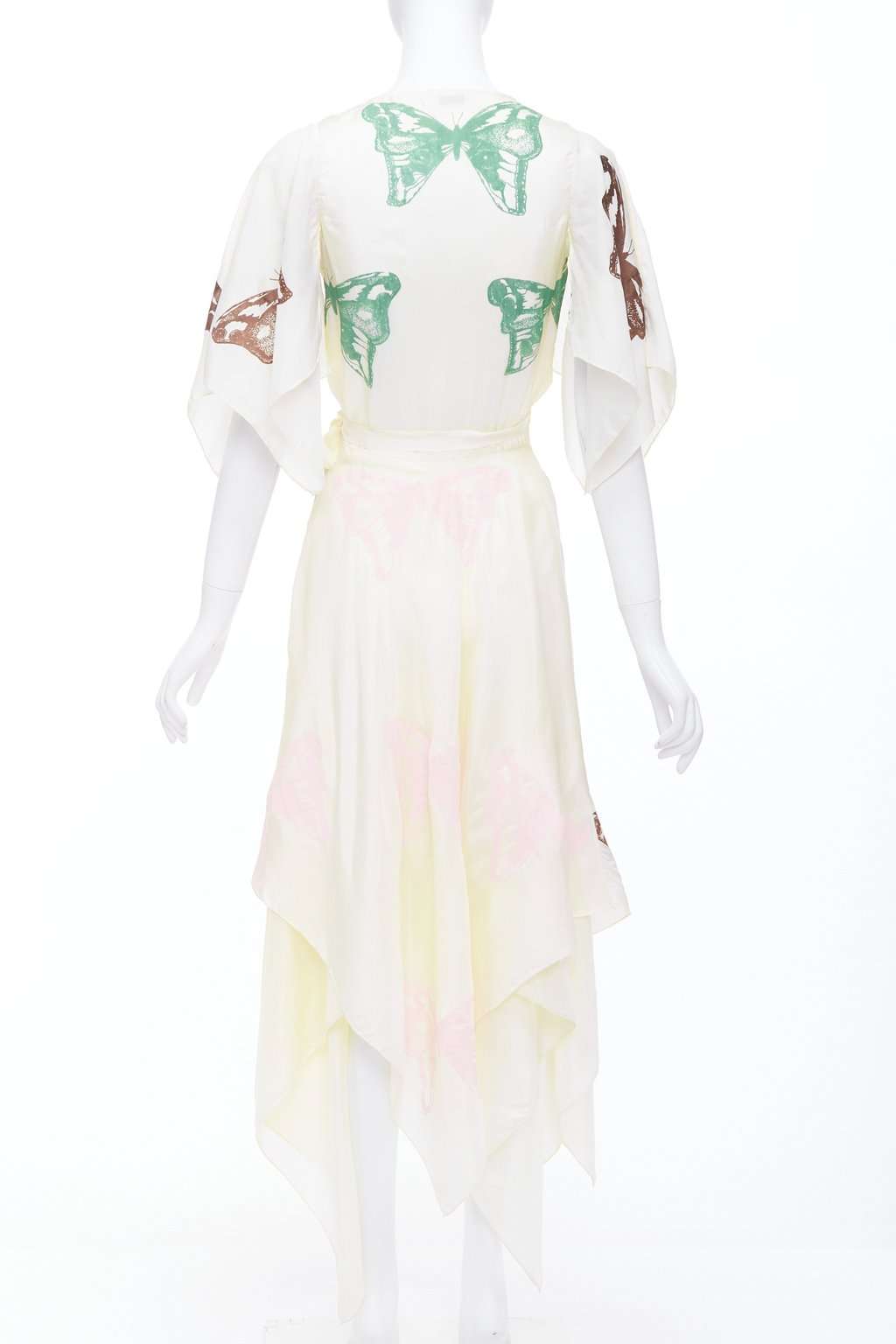 Jesse Kamm Butterfly Wrap Dress Ecru Silk Very good condition - Box View