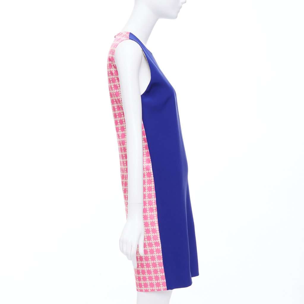 Fausto Puglisi Geometric Print Dress Blue Silk Never worn - Front View