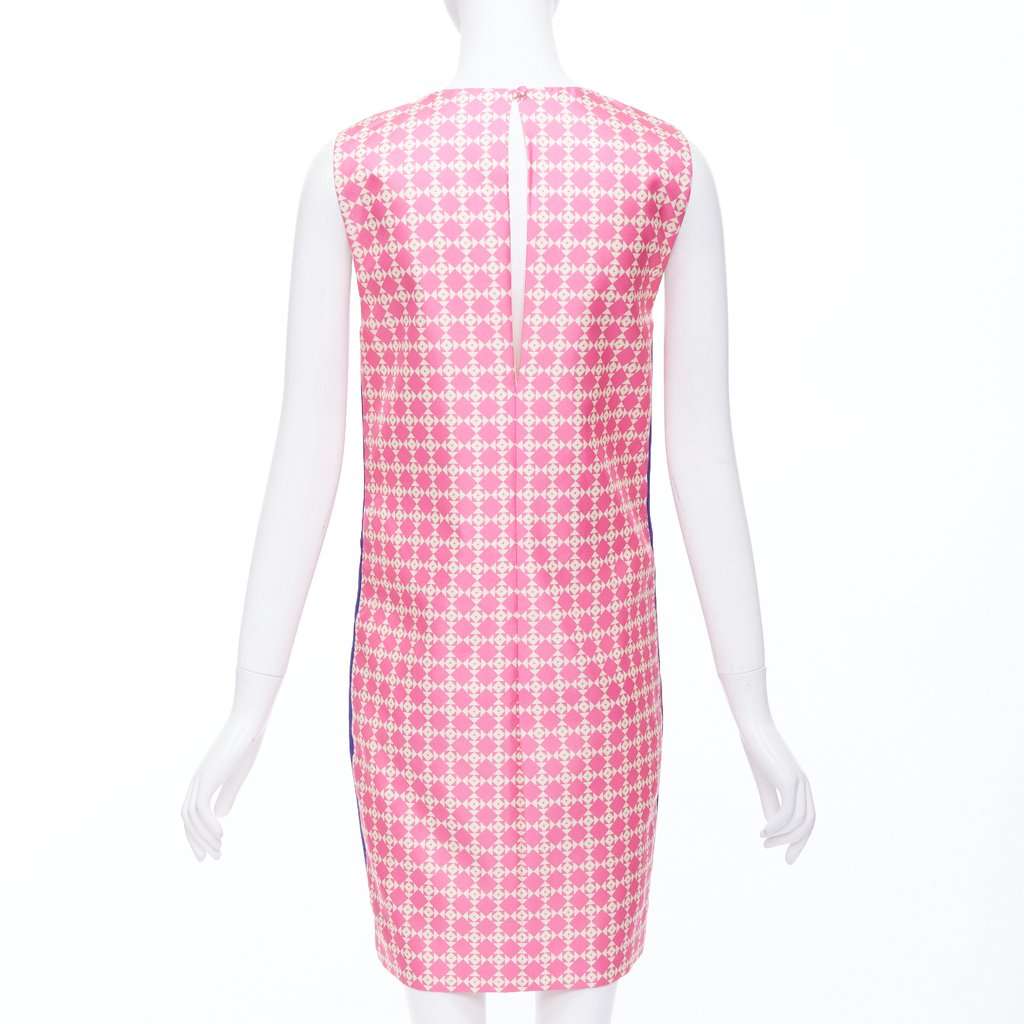 Fausto Puglisi Geometric Print Dress Blue Silk Never worn - Model View