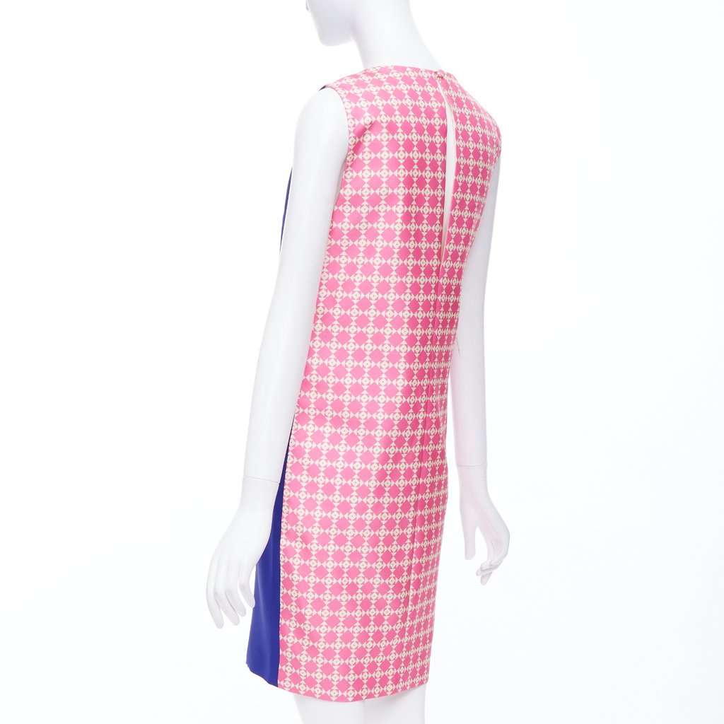 Fausto Puglisi Geometric Print Dress Blue Silk Never worn - Box View