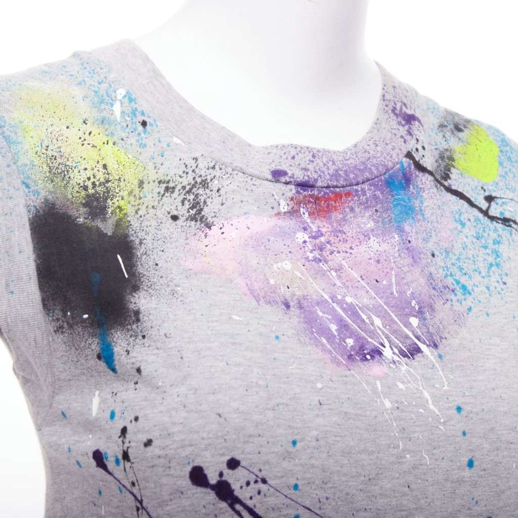 Dolce & Gabbana Painted Tank Top Grey Cotton Never worn - Back View