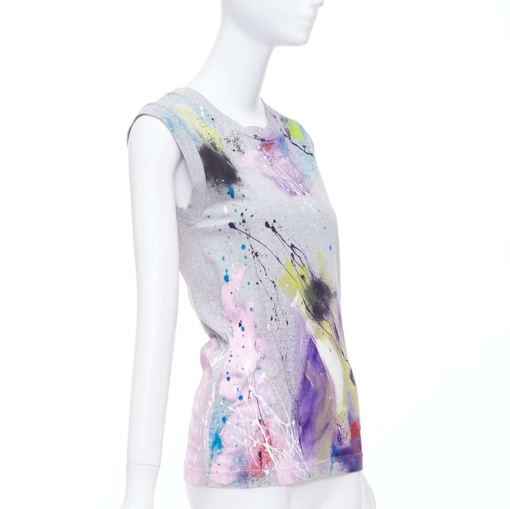 Dolce & Gabbana Painted Tank Top Grey Cotton Never worn - Inside View