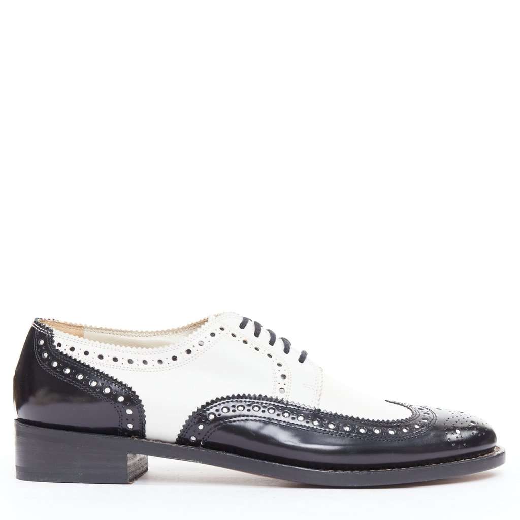 Robert Clergerie Bicolor Derby Brogue Black Leather Very good condition - Front View
