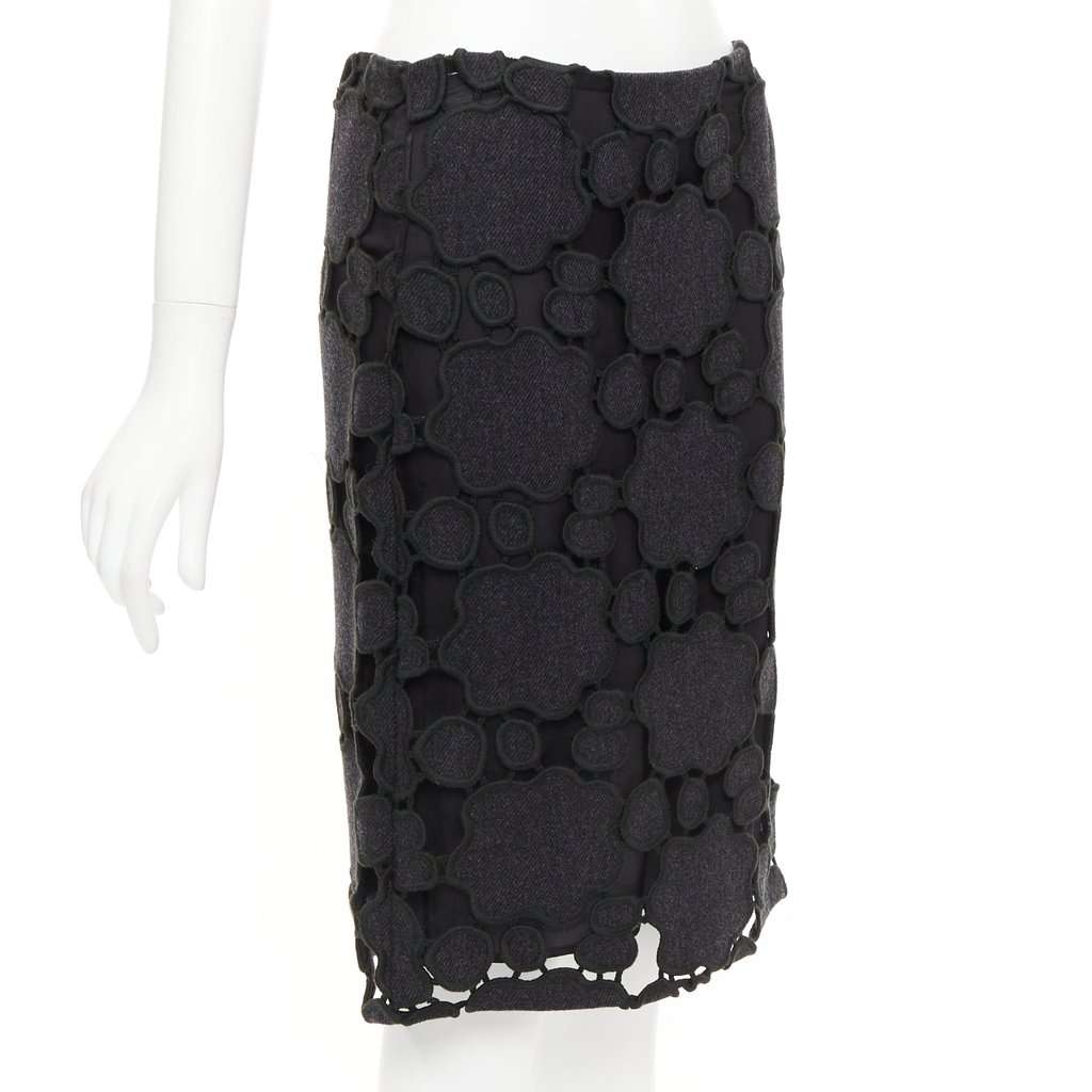 Miu Miu Cloud Embroidery Skirt Grey Wool Never worn - Inside View