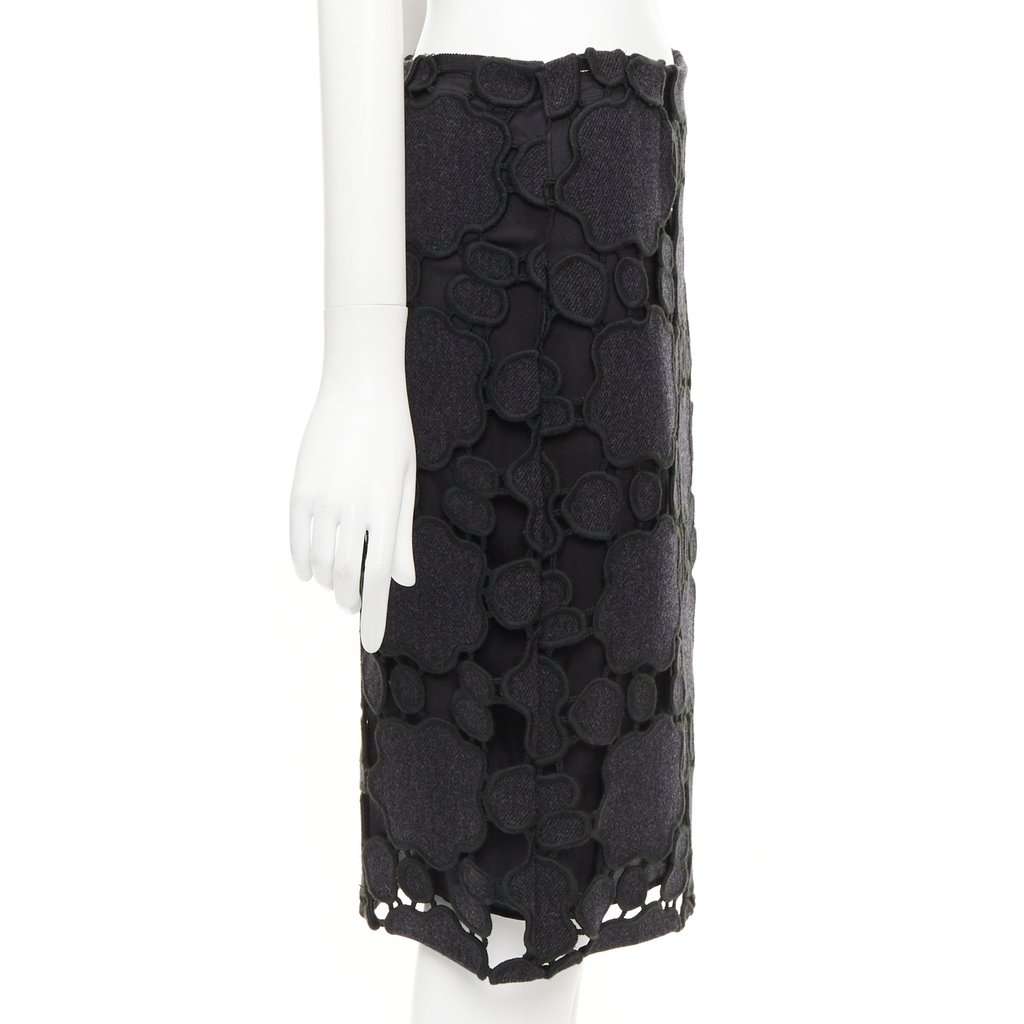 Miu Miu Cloud Embroidery Skirt Grey Wool Never worn - Model View
