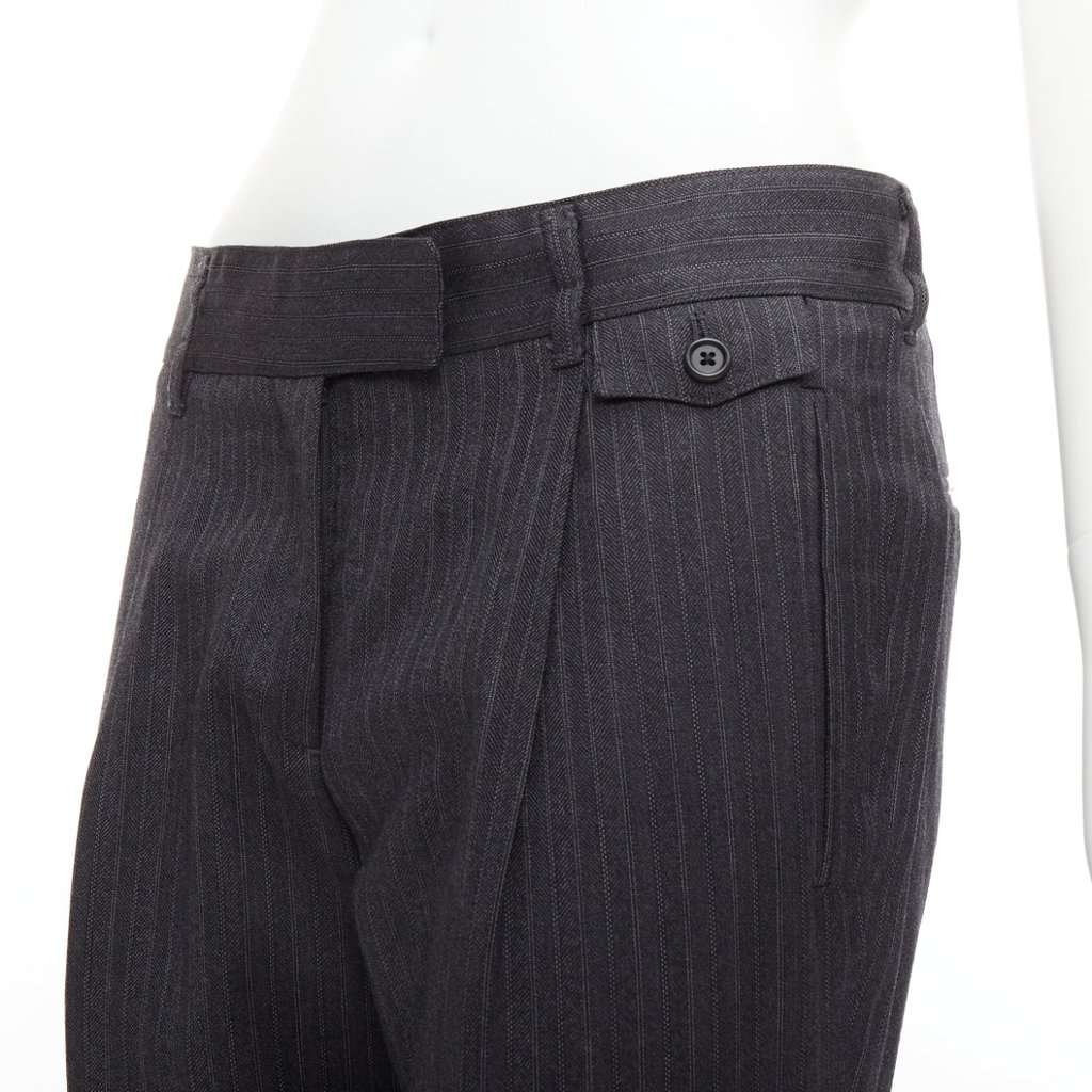 Prada Pinstripe Cuffed Pants Grey Wool Never worn - Back View