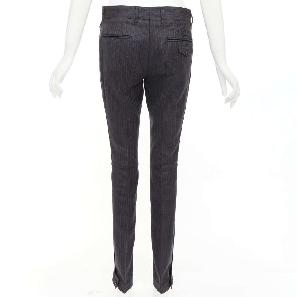 Prada Pinstripe Cuffed Pants Grey Wool Never worn - Box View