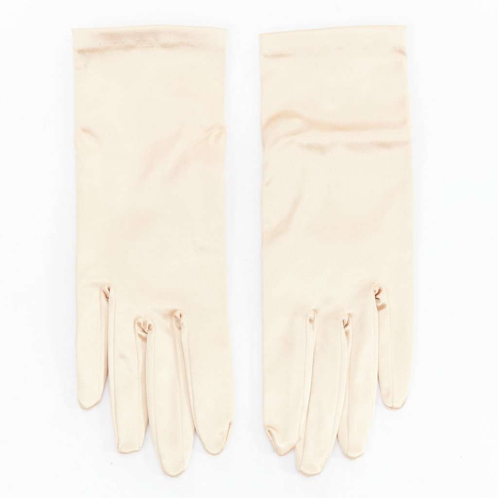 Giorgio Armani Long Satin Gloves Gold Silk Very good condition - Front View
