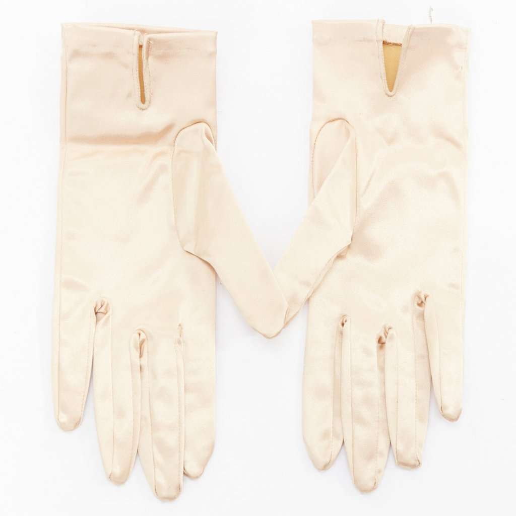 Giorgio Armani Long Satin Gloves Gold Silk Very good condition - Back View