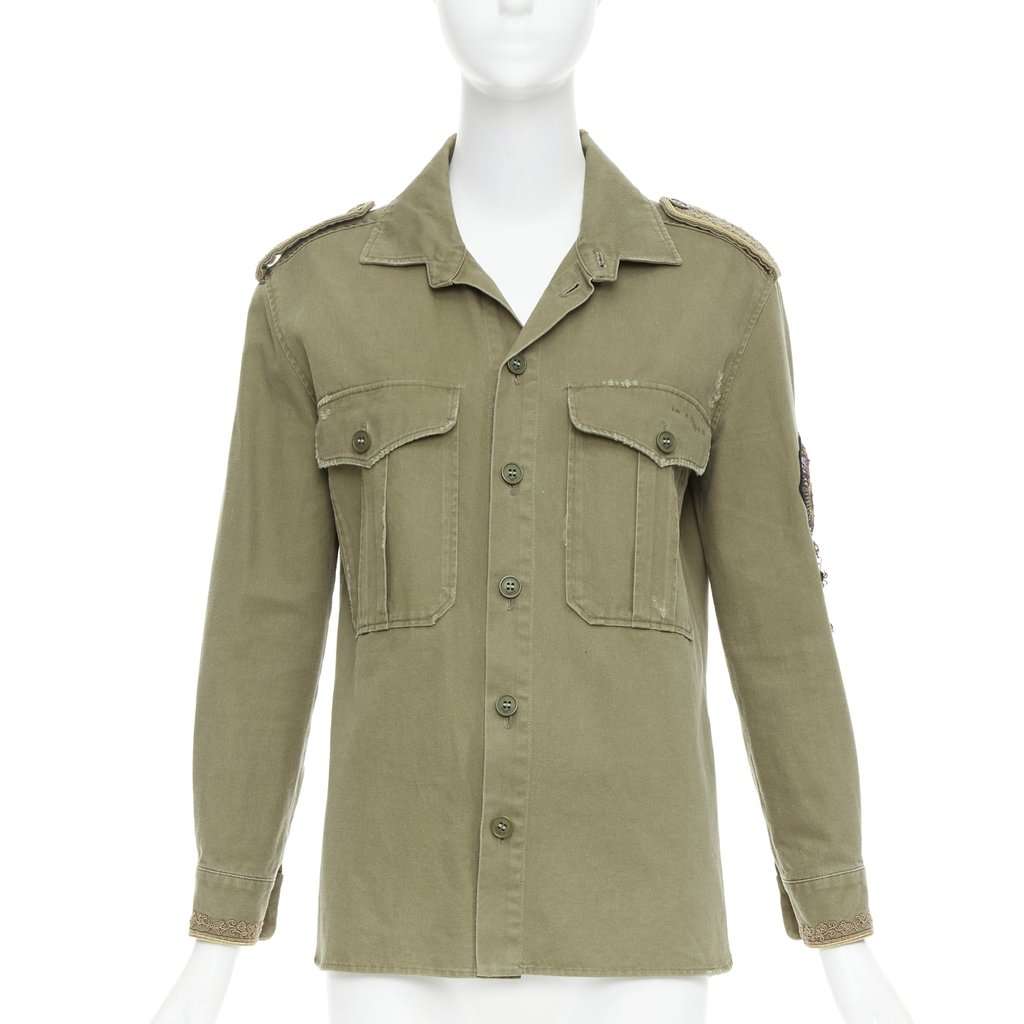 Saint Laurent Khaki Cotton Coat Khaki Cotton Very good condition - Front View