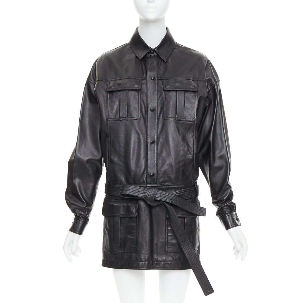 Saint Laurent Black Leather Dress Black Leather Very good condition - Front View