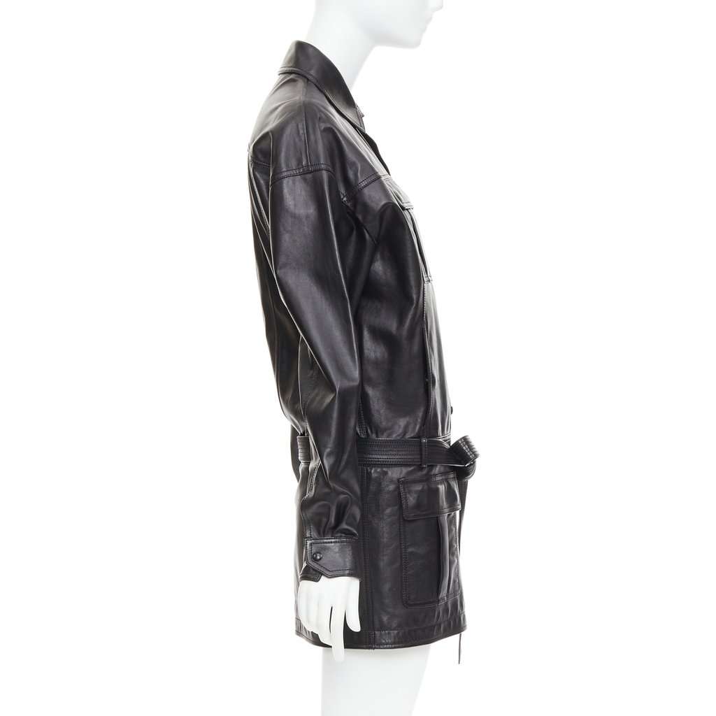 Saint Laurent Black Leather Dress Black Leather Very good condition - Model View