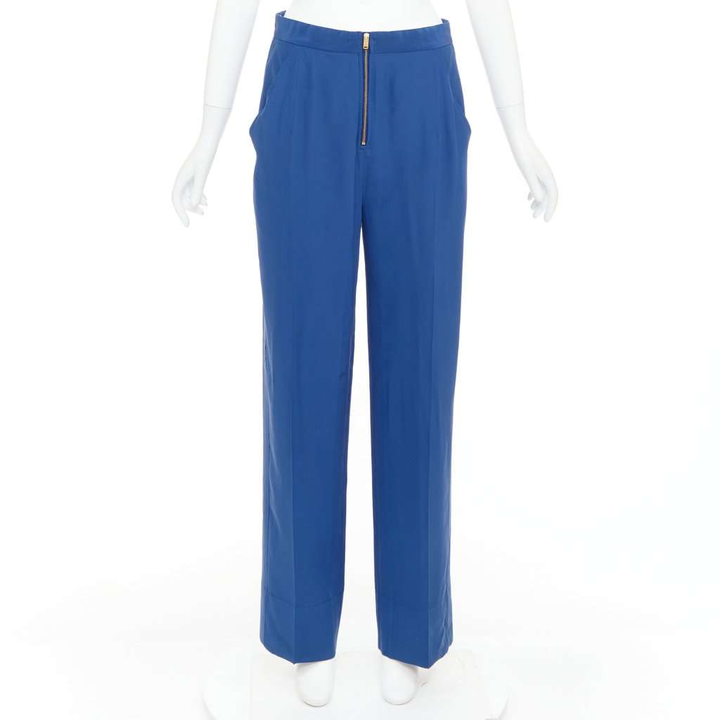 Celine Blue Silk Trouser Blue Silk Very good condition - Front View