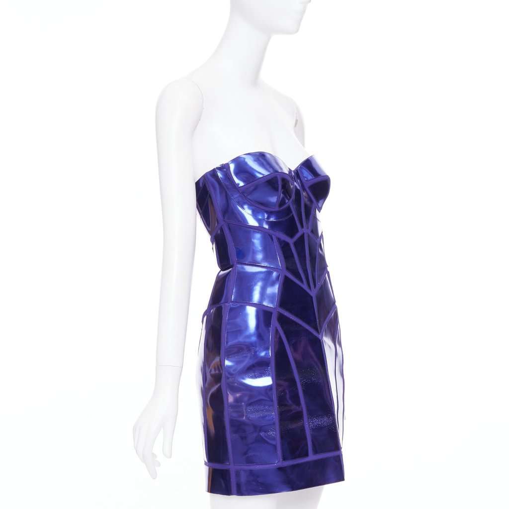 Versace Blue Silk Dress Blue Silk Fair condition - Inside View