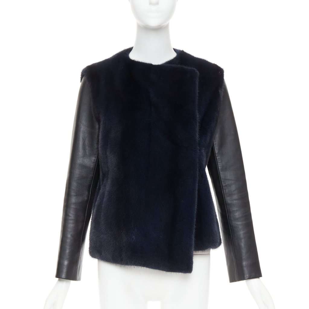 Dior Black Fur Leather Jacket Black Fur Very good condition - Front View