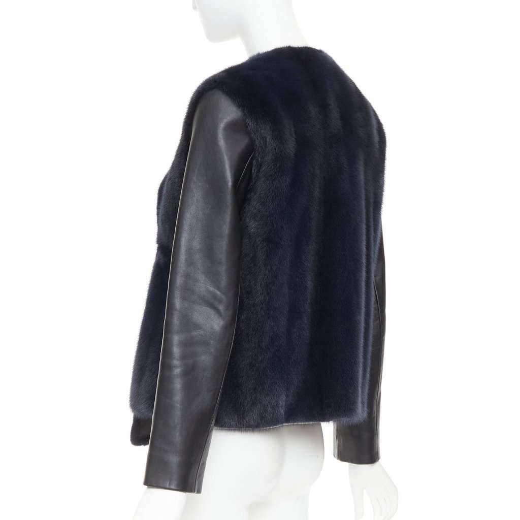 Dior Black Fur Leather Jacket Black Fur Very good condition - Back View