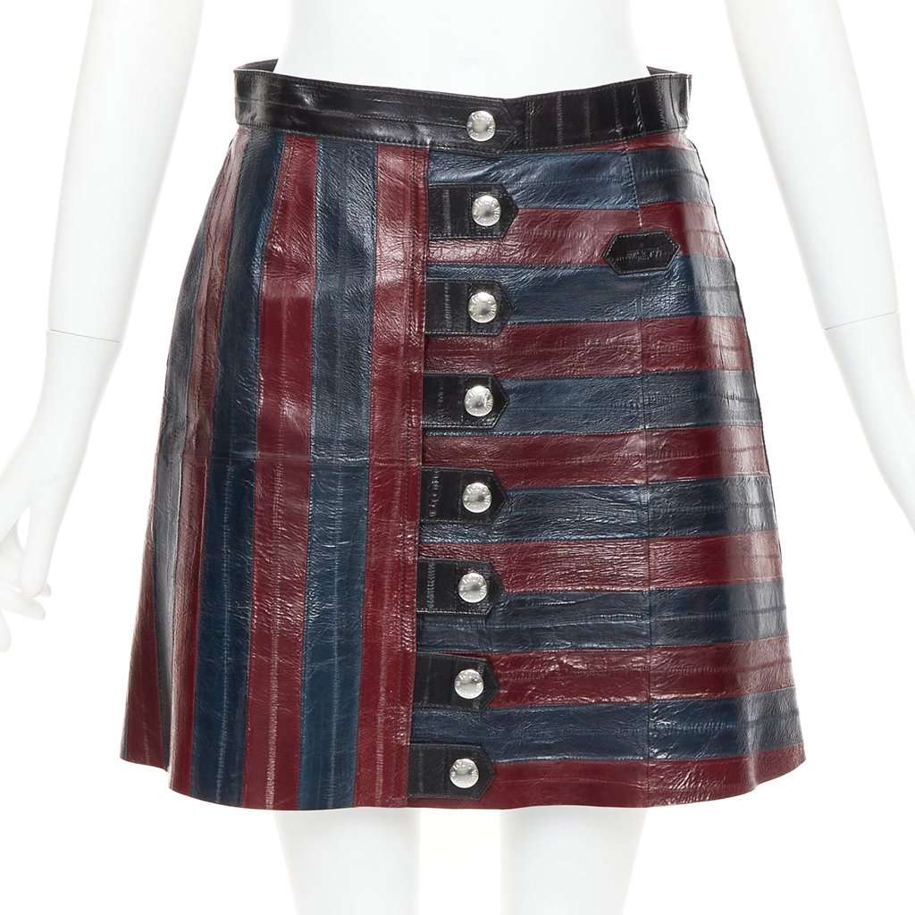Louis Vuitton Burgundy Leather Skirt Burgundy Leather Very good condition - Front View
