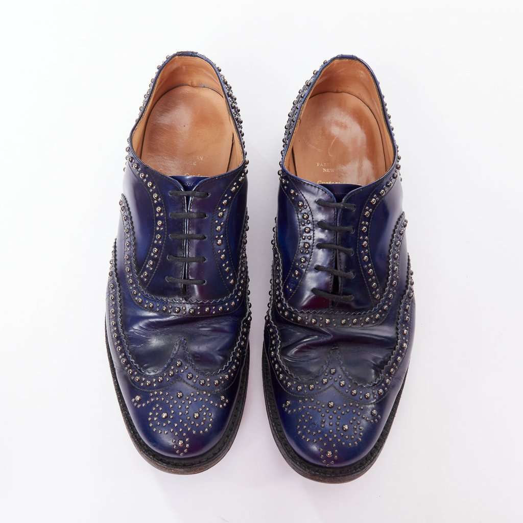 Church's Studded Lace Brogues Blue Leather Fair condition - Inside View