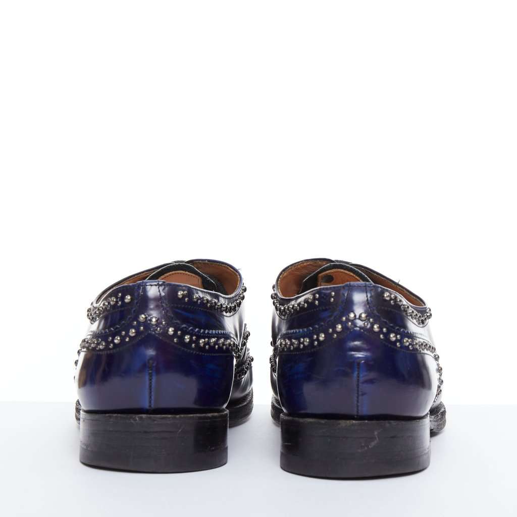 Church's Studded Lace Brogues Blue Leather Fair condition - Box View