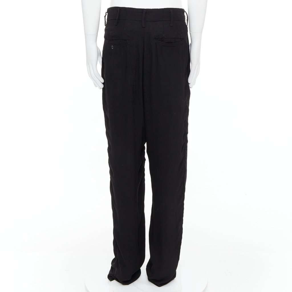 Yohji Yamamoto Pleated Wide Pants Black Polyester Fair condition - Box View