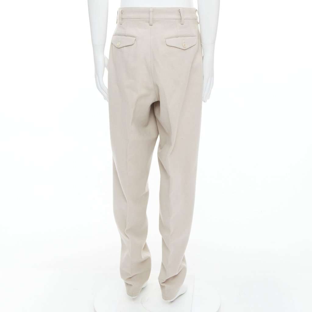Yohji Yamamoto 3D Pleated Pants Beige Wool Fair condition - Box View